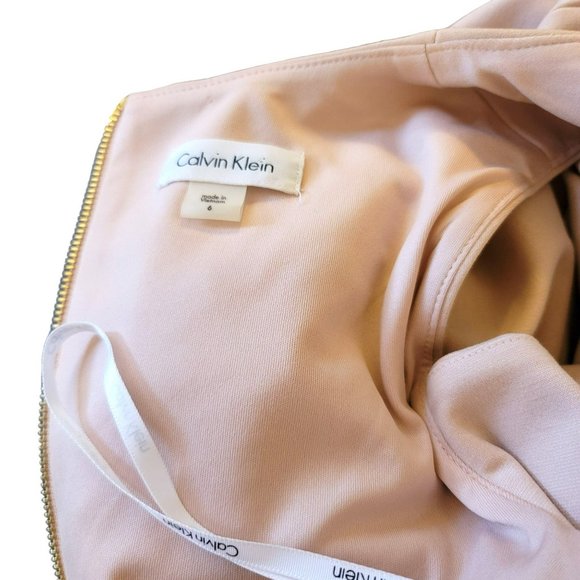 Calvin Klein Pale Pink Dress Cold Shoulder Bodycon Sheath Woman's Size 6 VR601 - Picture 13 of 14